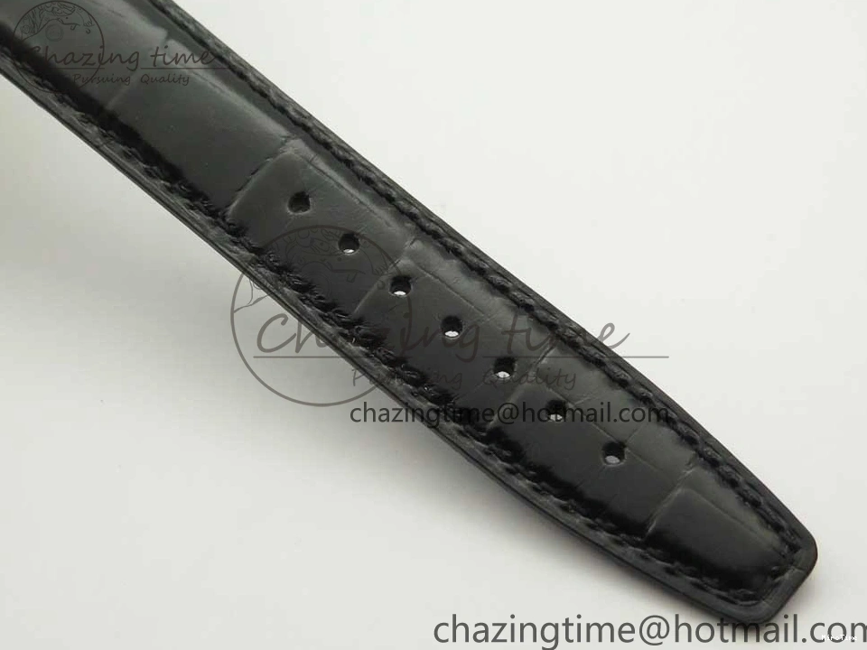 MIROTIME 1228 Portofino Automatic SS FKF 1:1 Best Edition White Dial RG Markers on Black Leather Strap A Stretchable 7141